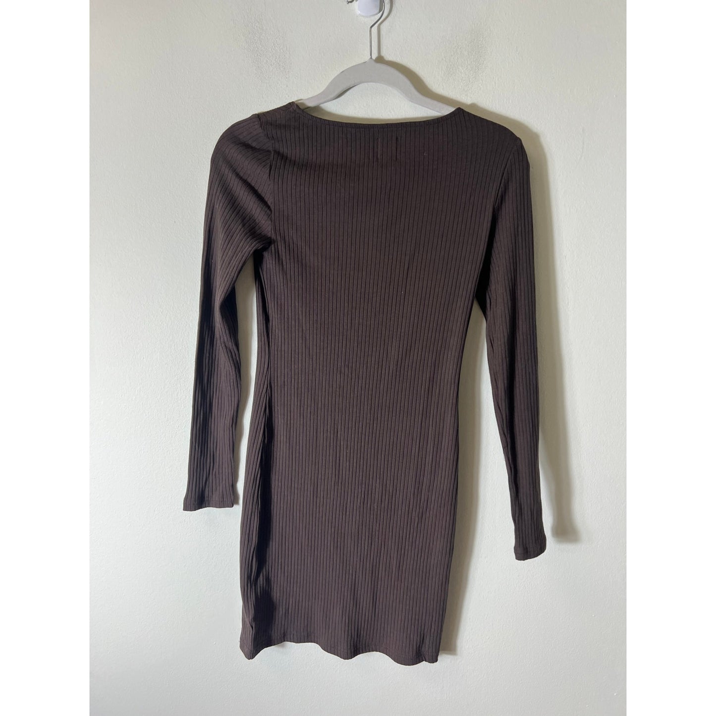NWT Gap Brown Long Sleeve Ribbed Body Con Dress Sz XS