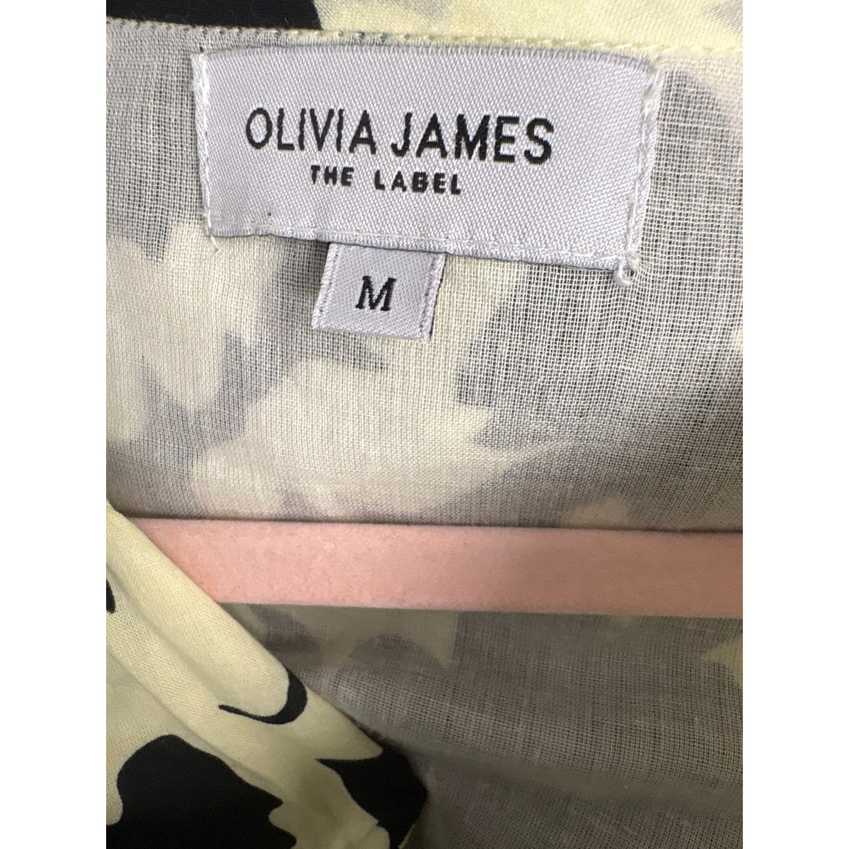 Olivia James Black Off White Long Sleeve V-Neck Maxi Dress Sz M