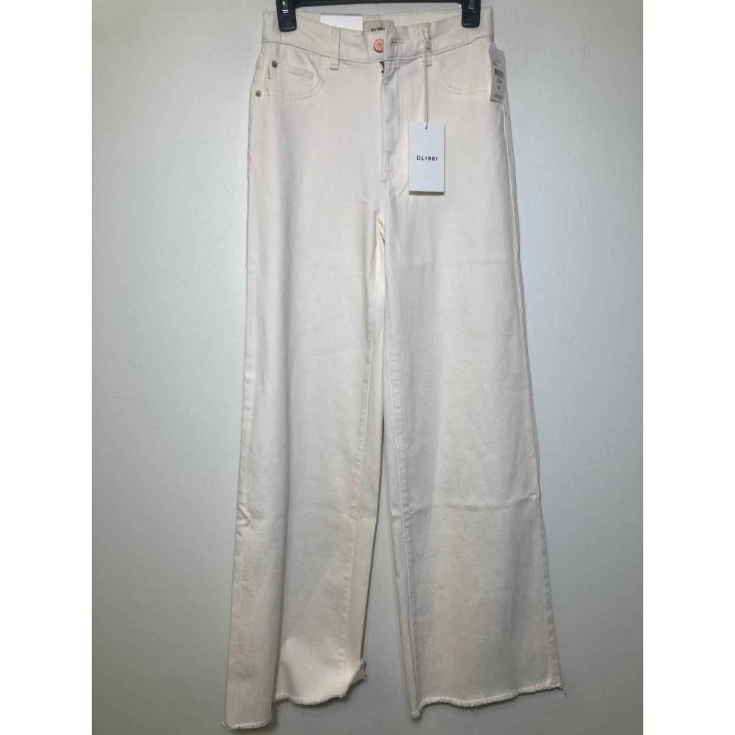NWT DL1961 Off White Hepburn Wide Leg Denim Jeans Sz 26