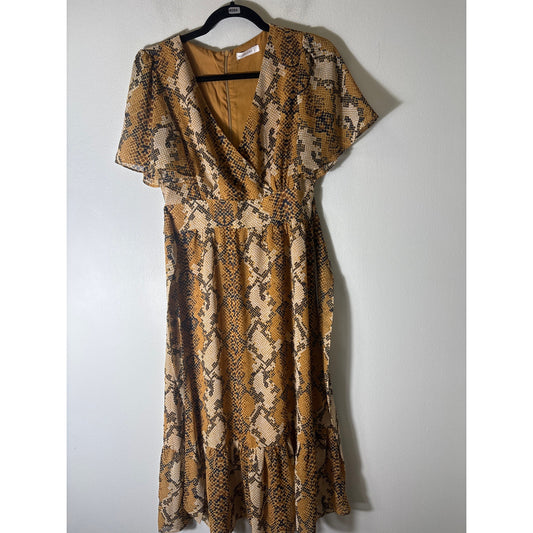 Waverleigh Maternity Snake Print Empire Waist Dress Sz S