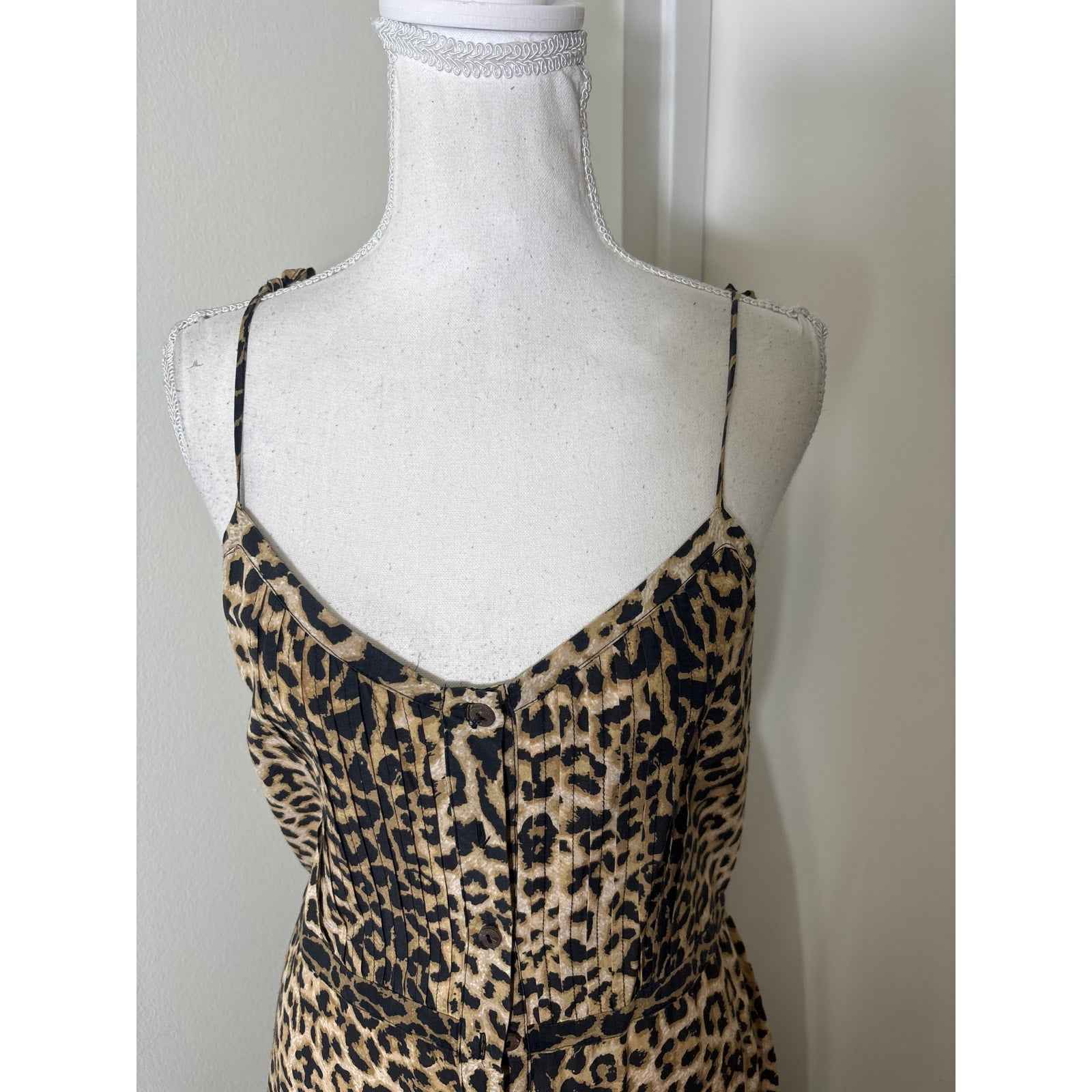 Veronica Beard Leopard Print Tie Shoulder Maxi Dress Sz S