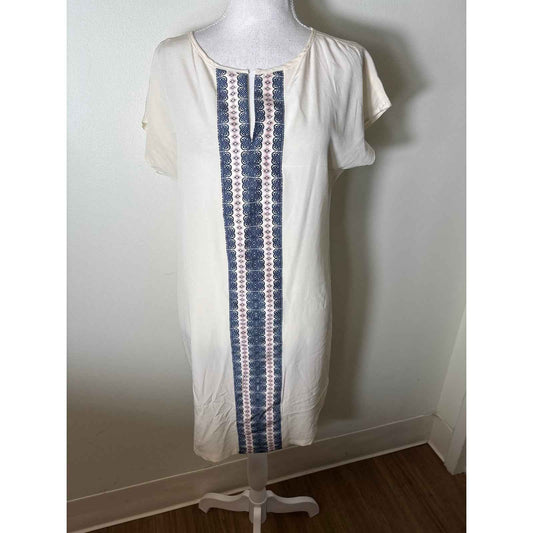 Faherty Off White Cap Sleeve V-Neck Silk Mini Dress Sz XS