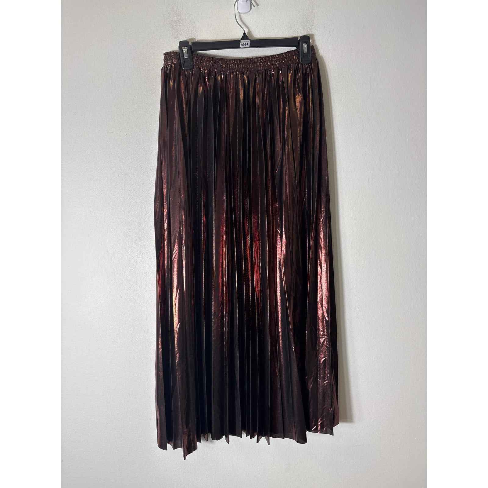 NWT En Saison Copper Pull On Pleated Maxi Skirt sz L