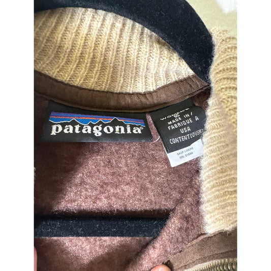 Woman's Patagonia Wheat/Tan Long Sleeve Zip Front Sweater Sz S
