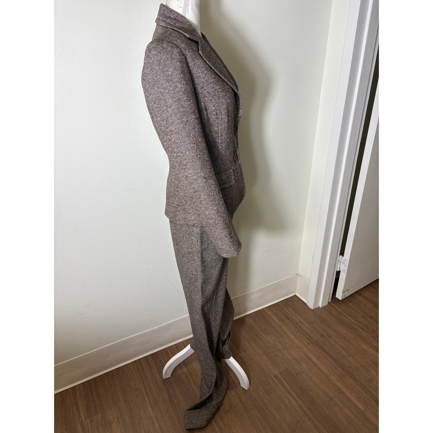Trina Turk Brown Long Sleeve Wool Blend Fitted Pants Suite Sz 6