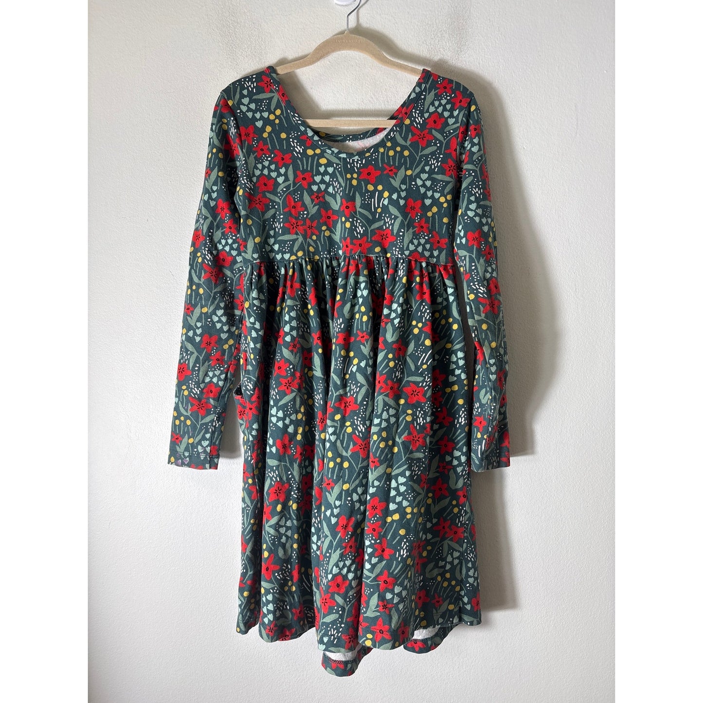 Girls Hannah Anderson Green Floral Long Sleeve Cotton Maxi Dress Sz 8