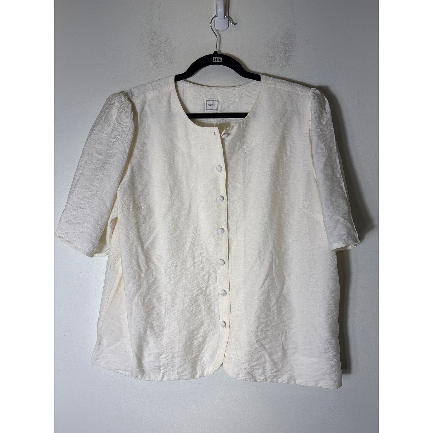 NWT Maeve Ivory Crinkle Blouse Sz L