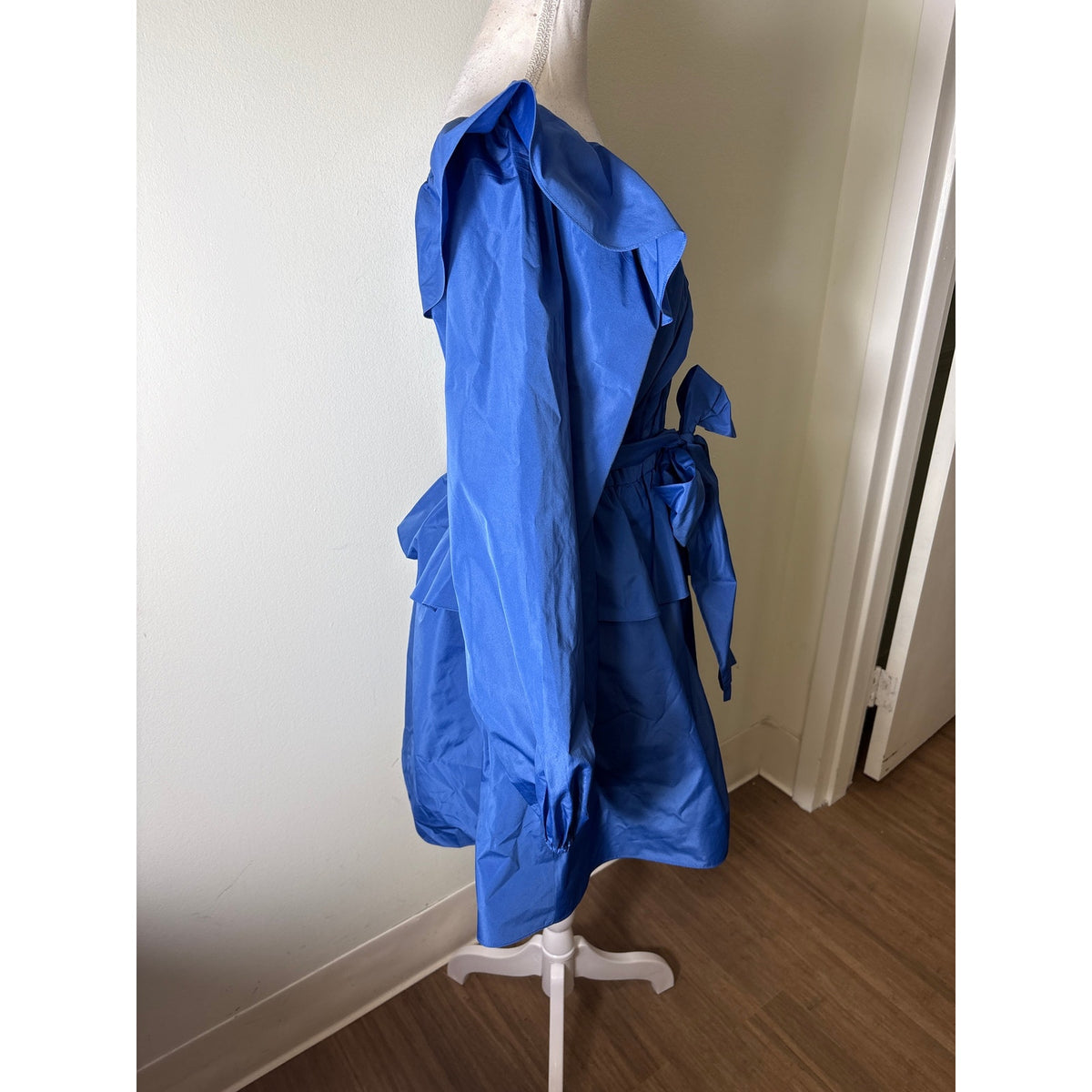 Tanya Taylor Cobalt Blue Taffeta Tiered Cocktail Dress Sz 6