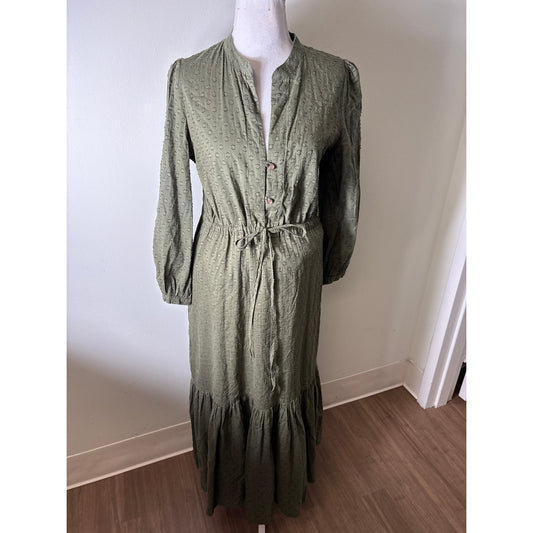 Emerson Fry / India Collection Olive Green Dot Maxi Dress Sz S