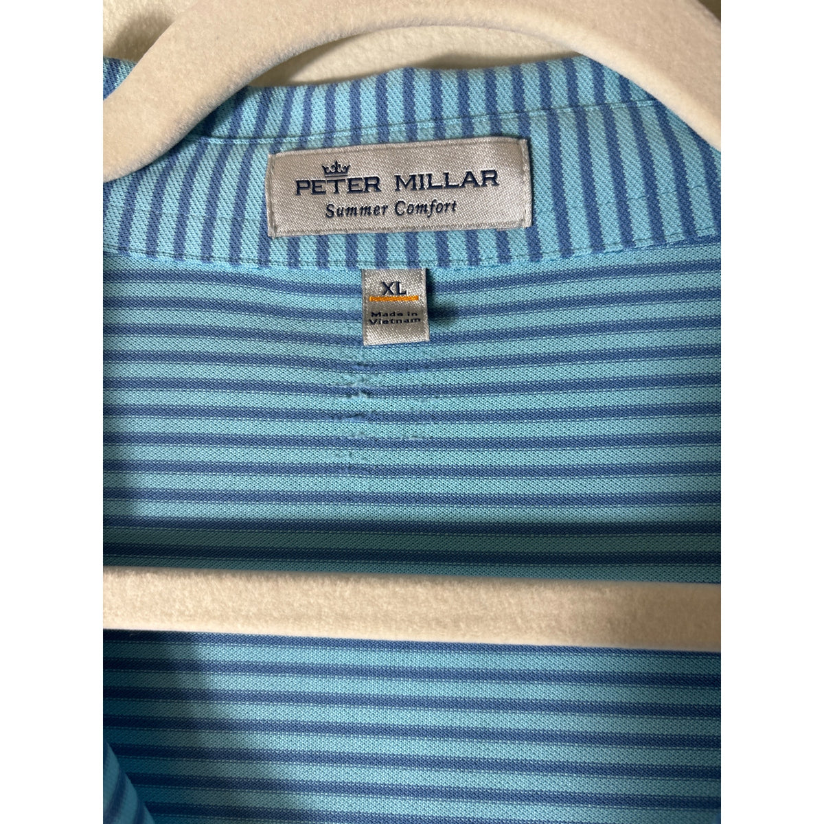 Mens Peter Millar Teal and Blue Stripe Polo Sz XL