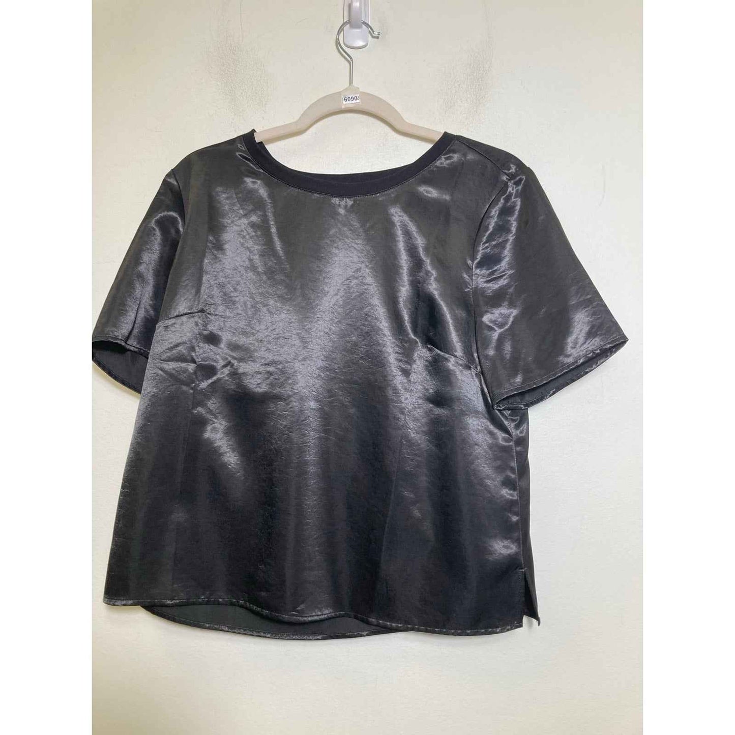 NWT Black Short Sleeve "Satin" Shirt Sz M