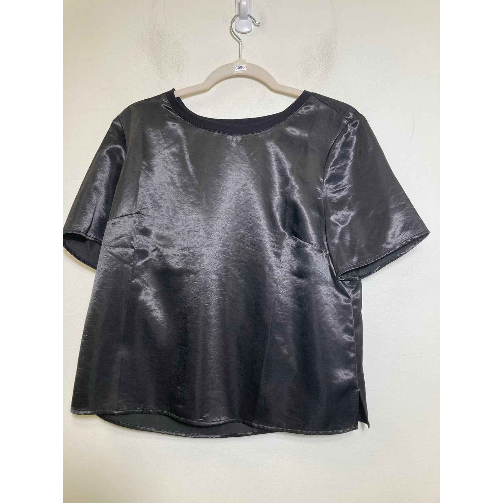 NWT Black Short Sleeve "Satin" Shirt Sz M