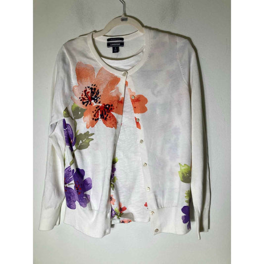 NWT Land's End Cream Floral Cami and Cardigan Set Sz S