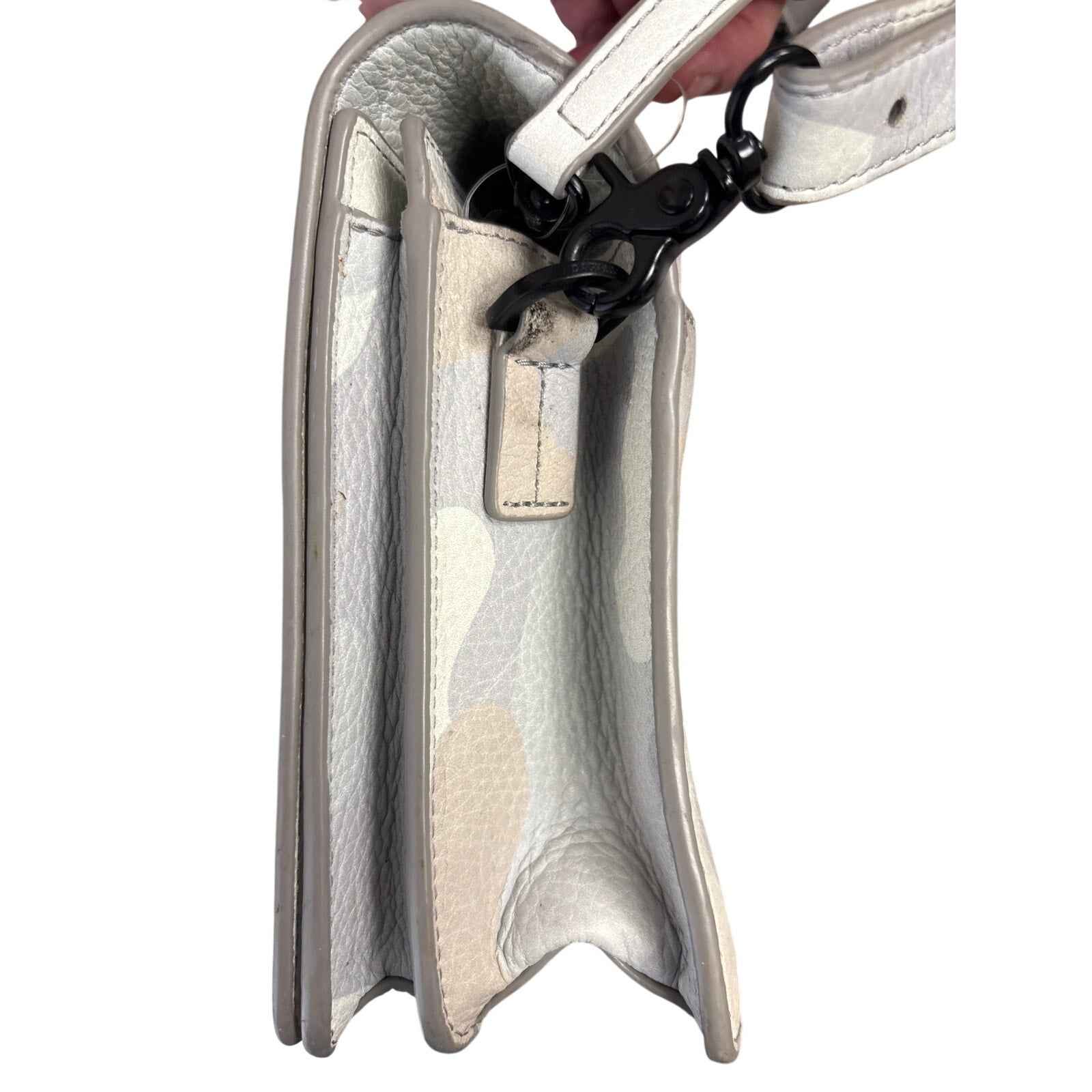 Dagne Dover Gray Camo with Green Stripe Purse