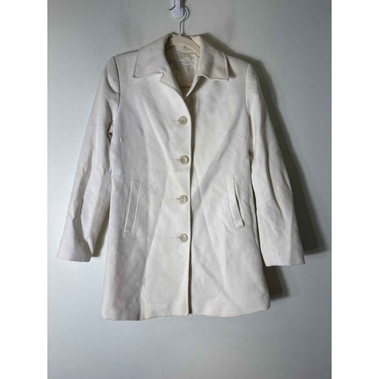 Banana Republic Off White Long Sleeve Car Coat Sz S