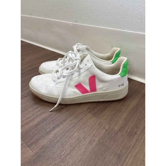 Veja White Pink Lace Up Tennis Shoe Sz 9