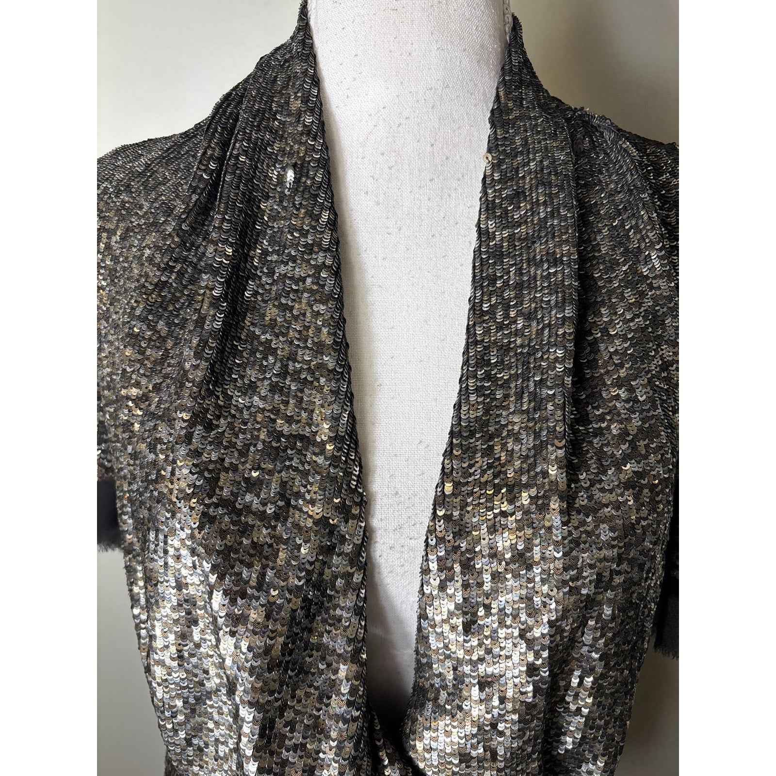Derek Lam Silver Sequin Short Sleeve Top Sz 4