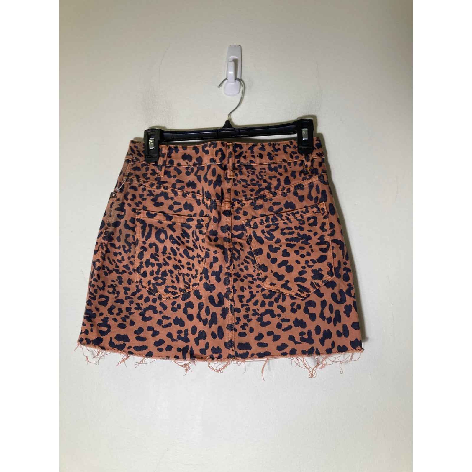 We The Free Rust Cheetah Print Front Zip Cotton Mini Skirt Sz 25