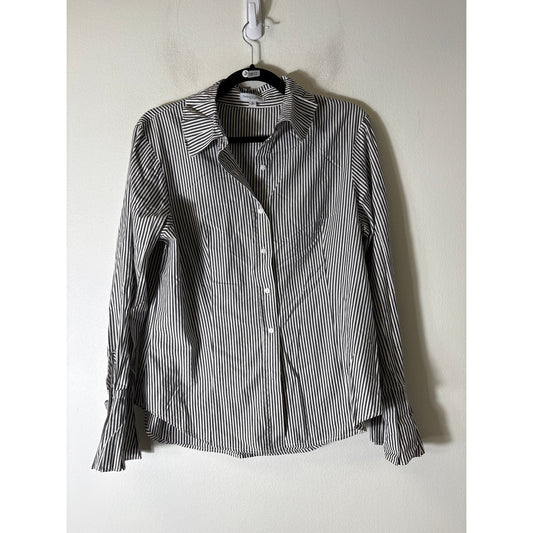 Flatiron Workshop Black and White Stripe Button Up Shirt Sz 3