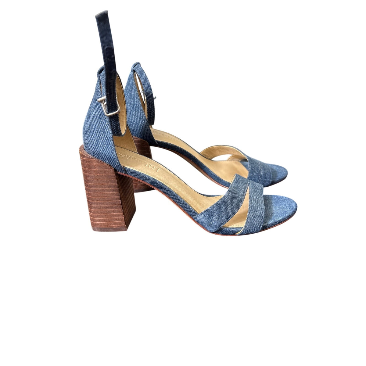 J. McLaughlin Blue Denim Strappy High Heel Sandal Sz 7.5