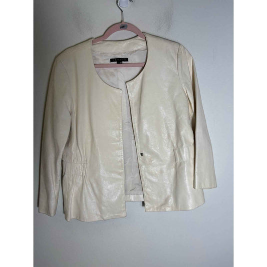 Theory Off White Leather "Lidia" Jacket Sz M