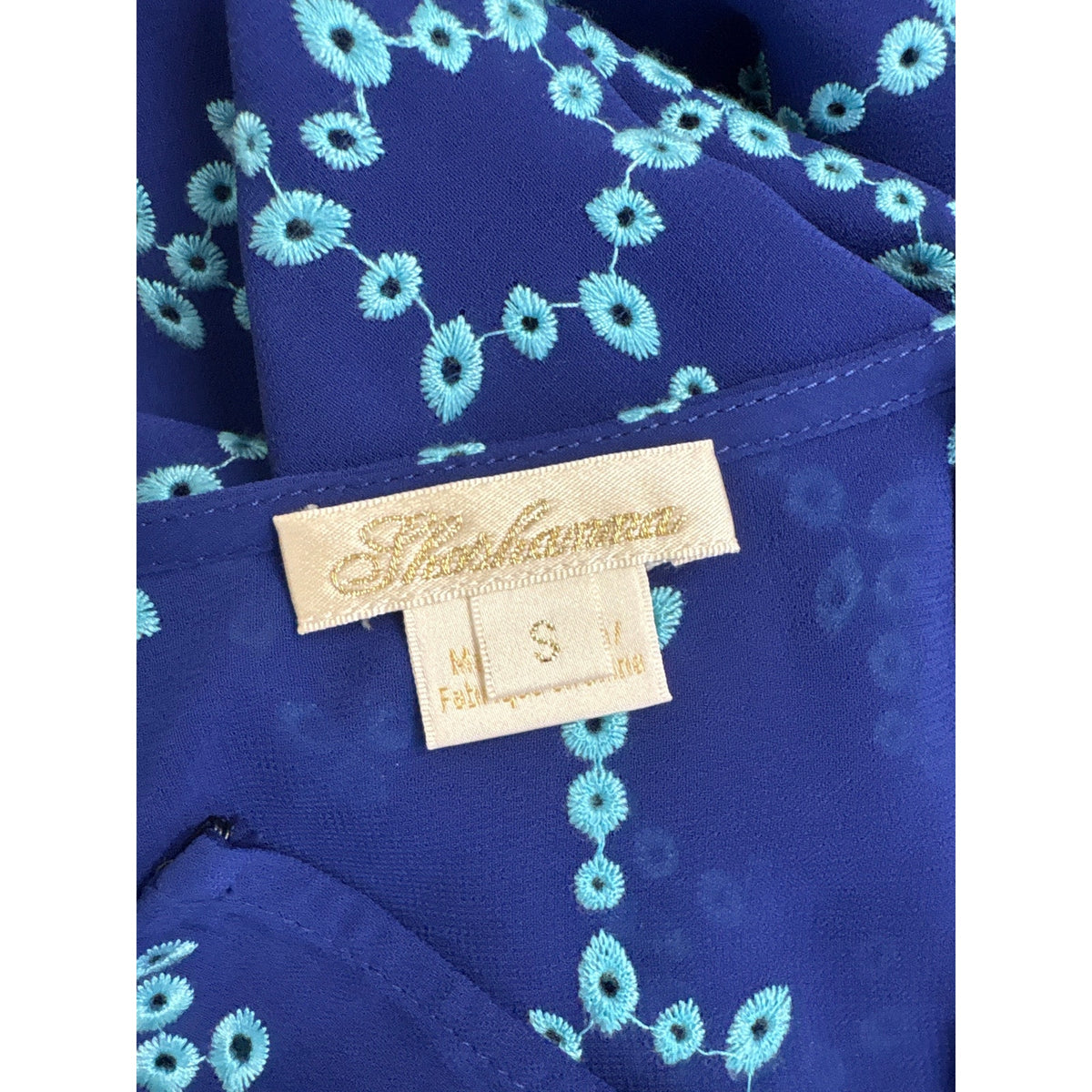 Shoshanna Dark Blue Teal Long Sleeve Semi Sheer Shirt Sz S