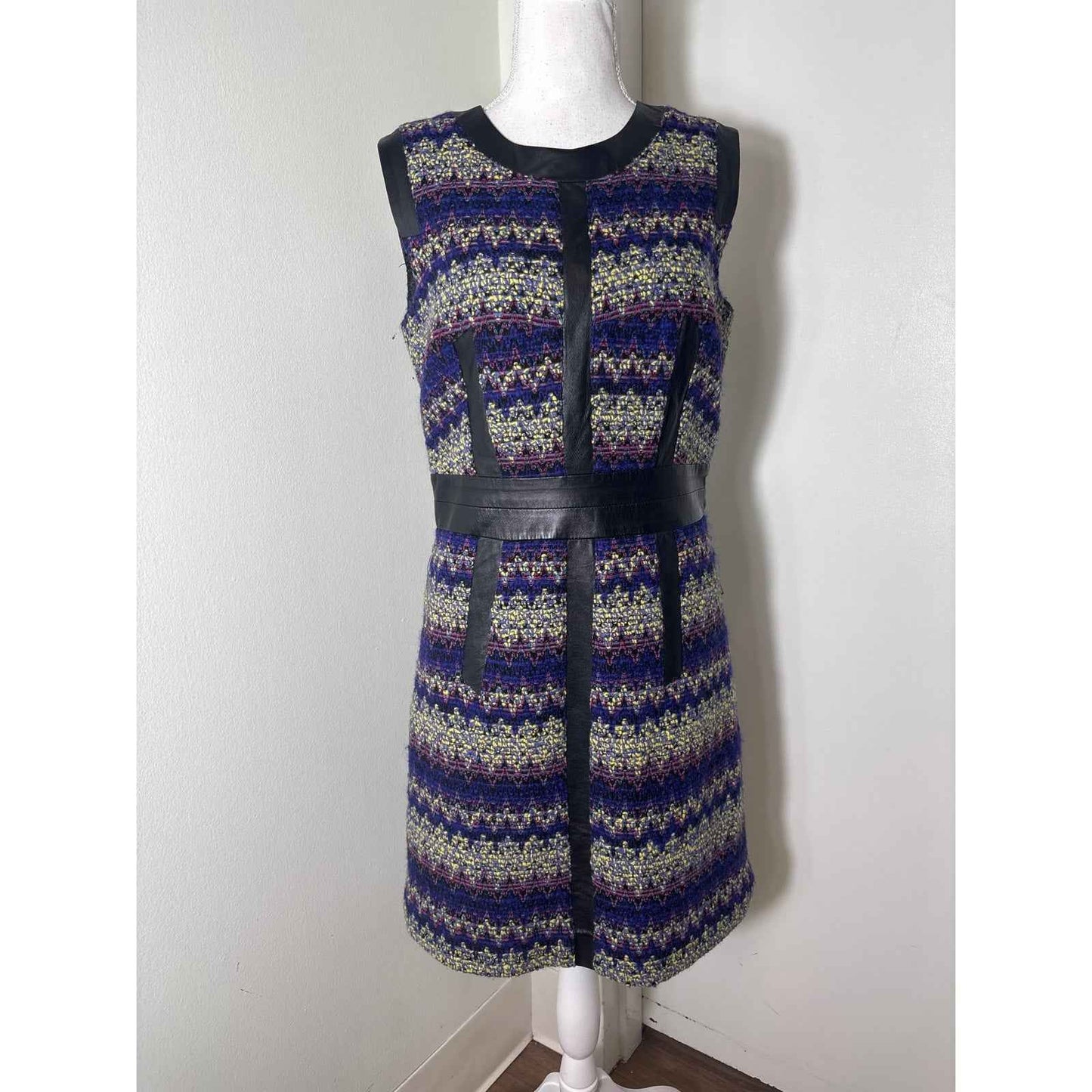 Milly Purple Mixed Media Sleeveless Knee Length Sheath Dress Sz 10