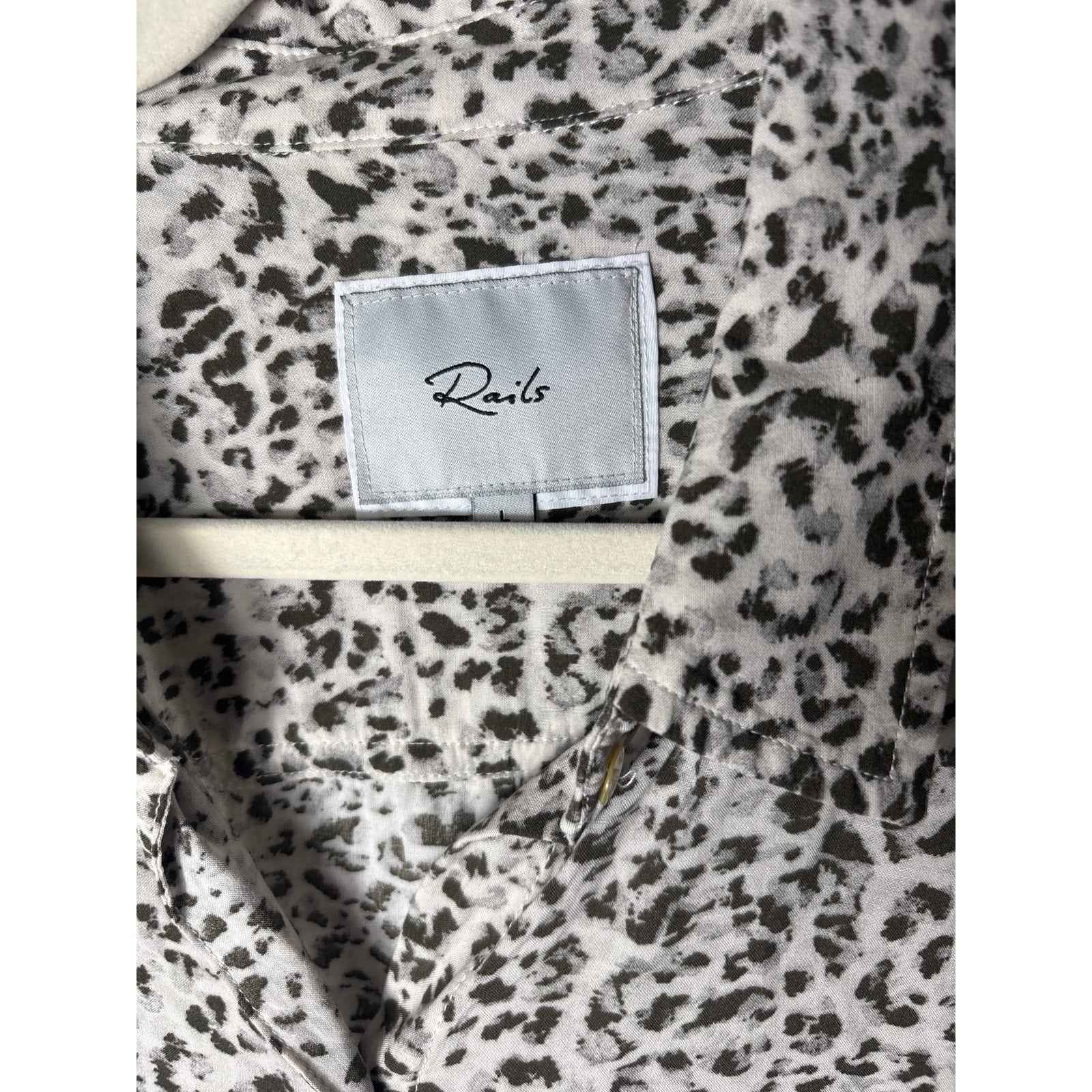Rails Josephine Charcoal Watercolor Cheetah Shirt Sz