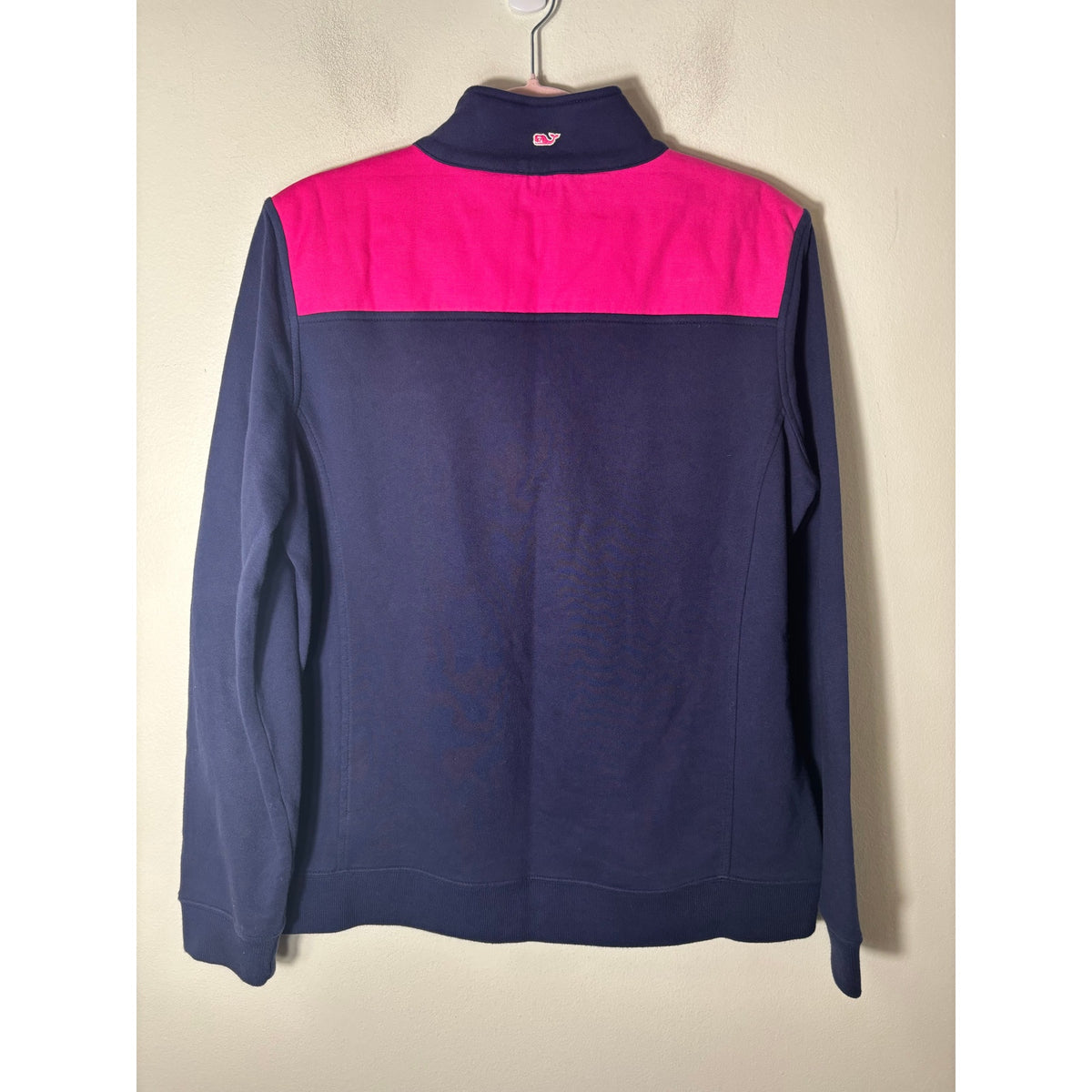 Vineyard Vines Navy and Pink 1/4 Zip Pullover Sz L