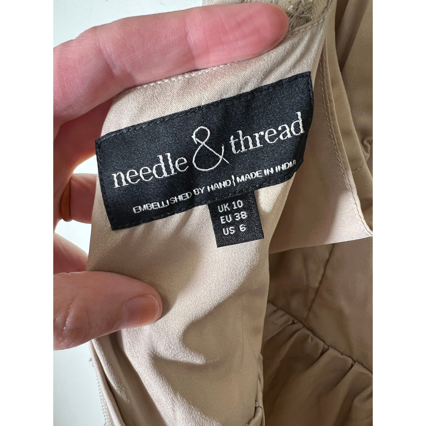 needle & thread Nude Mesh Dress w Yellow Sequins Sz 6
