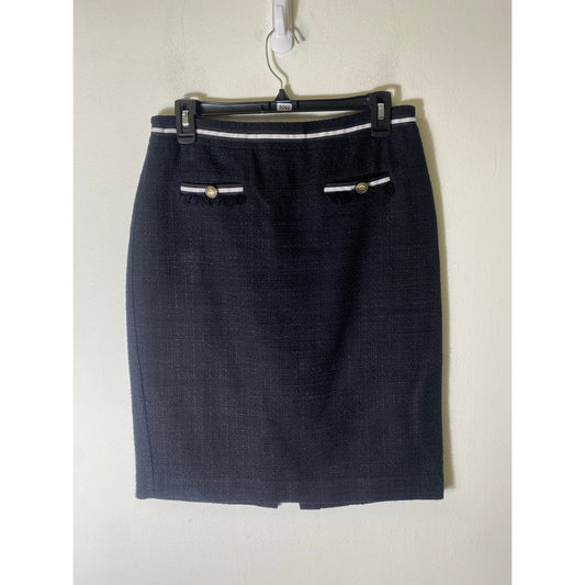 Talbots Black Skirt W Ribbon Trim Sz 6P