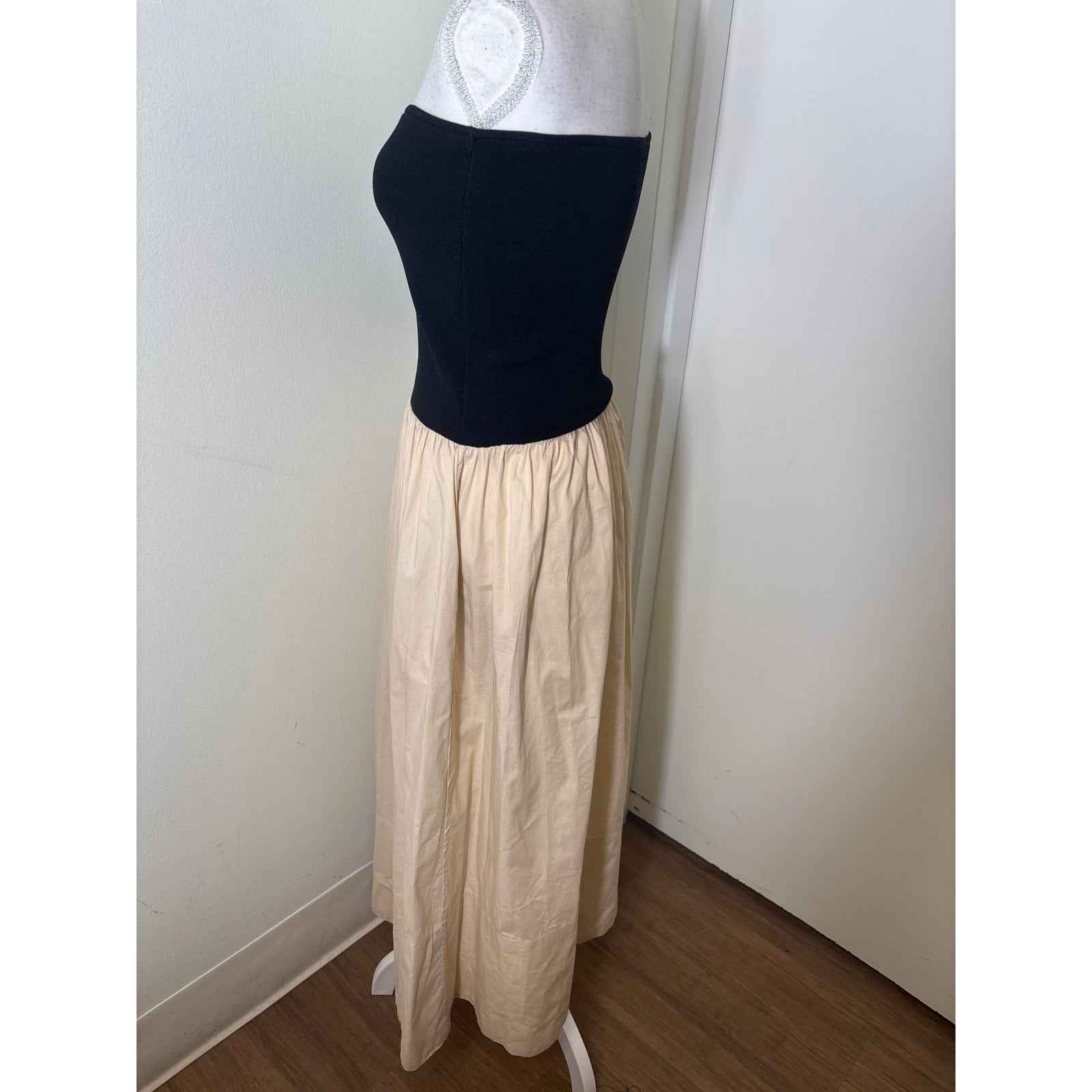 Pistola Black Cream Strapless Mixed Media Strapless Dress S