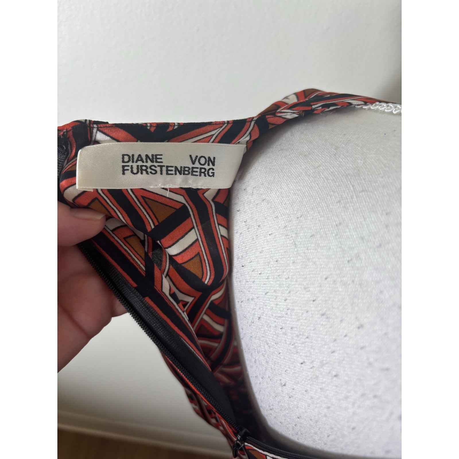 Diane Von Furstenberg Orange Geometric Maxi Dress Sz s