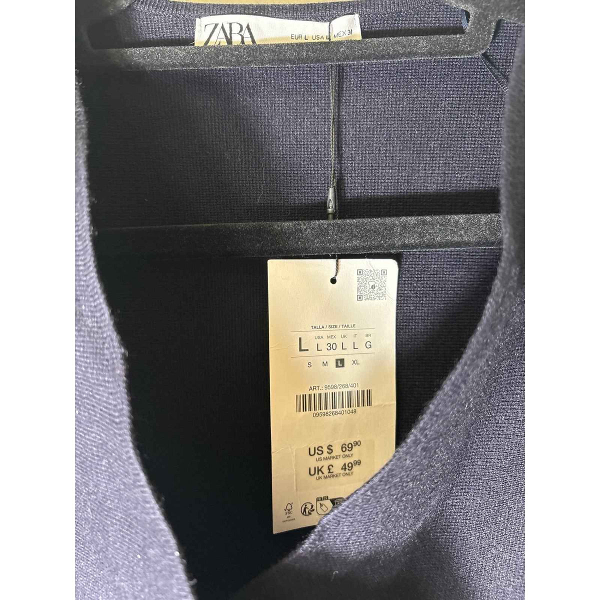 NWT Zara Navy Cardigan Jacket Sz L
