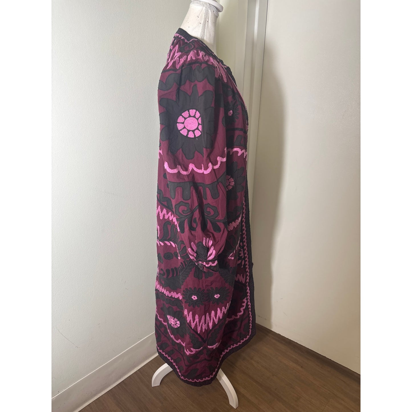 Sea Eggplant Embroidered Maxi Dress Sz L