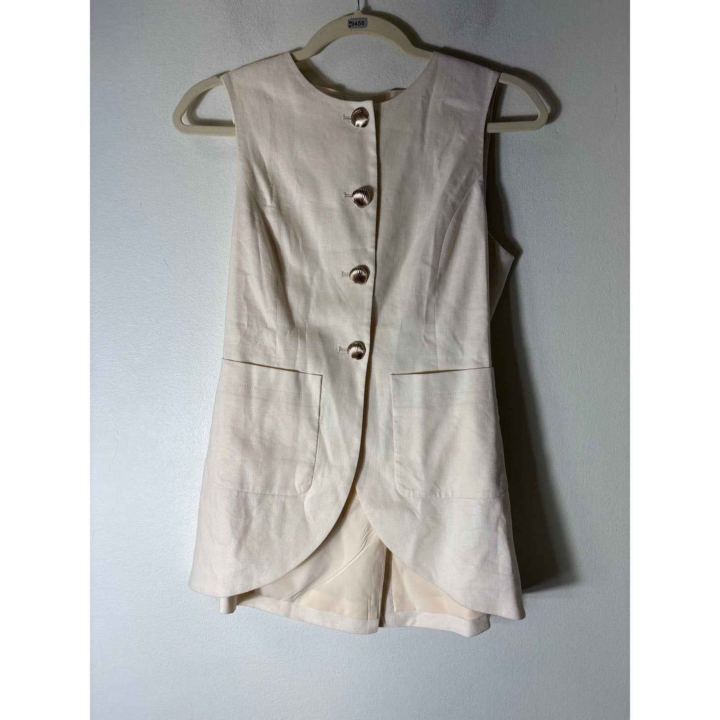 Antonio Melani Off White Sleeveless Linen Button Up Vest Sz 4
