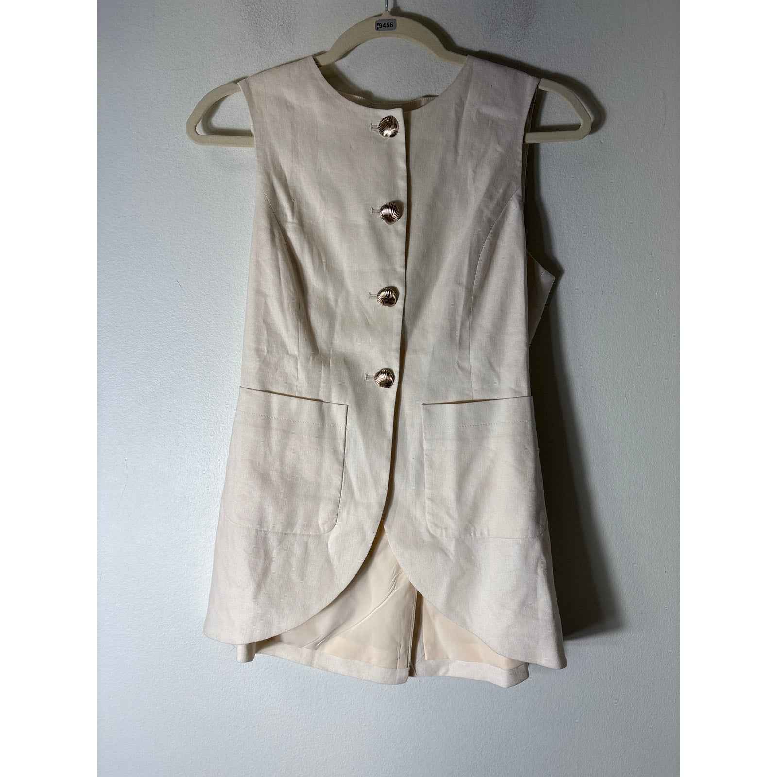 Antonio Melani Off White Sleeveless Linen Button Up Vest Sz 4