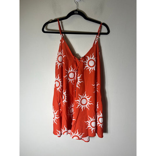 No Brand Orange and White Sun Spaghetti Romper Generous fit like a s/m