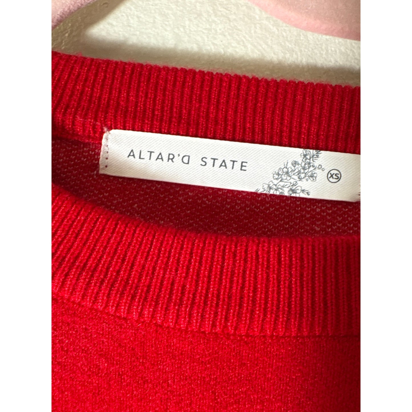 Altar'd State Red and Pink Hearts Long Sleeve Sweater Sz XS