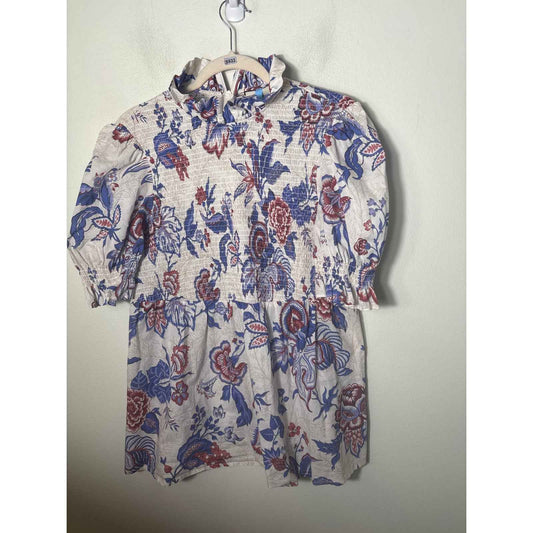 Tuckernuck Beige Floral Smocked Top Shirt sz XL
