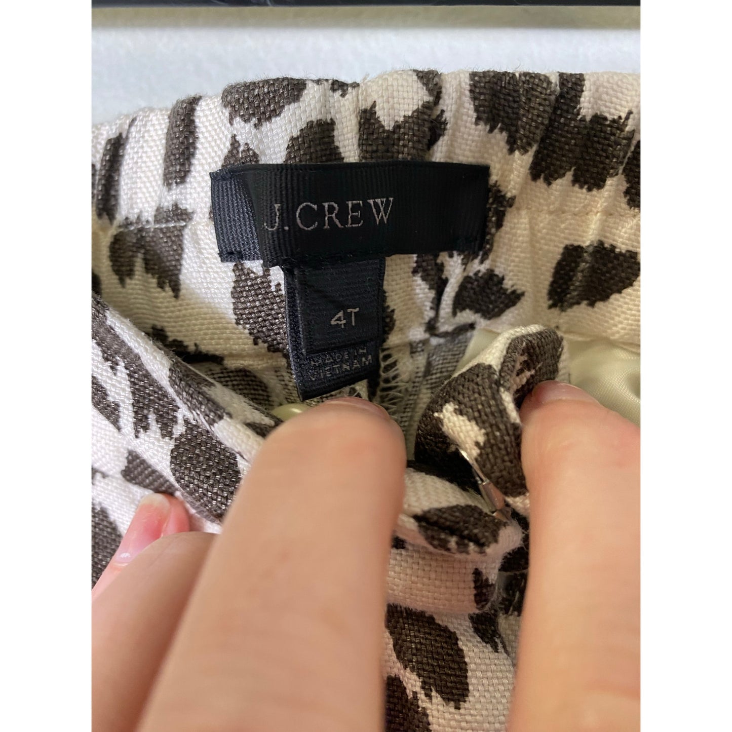 J. Crew Brown Animal Print Linen Blend Pants Sz 4T