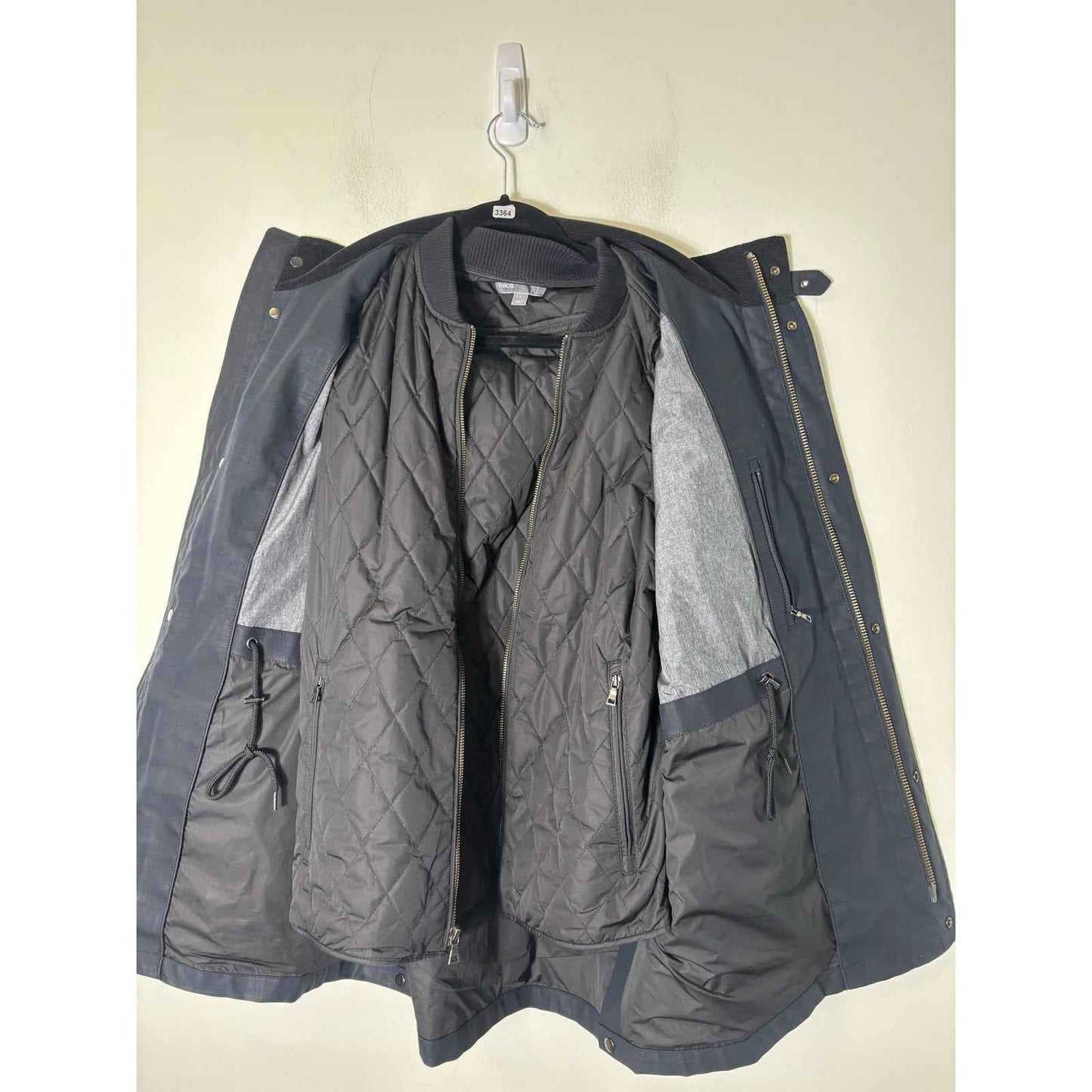 Men's Vince Double Layer Black Zip Up Cargo Jacket Sz L