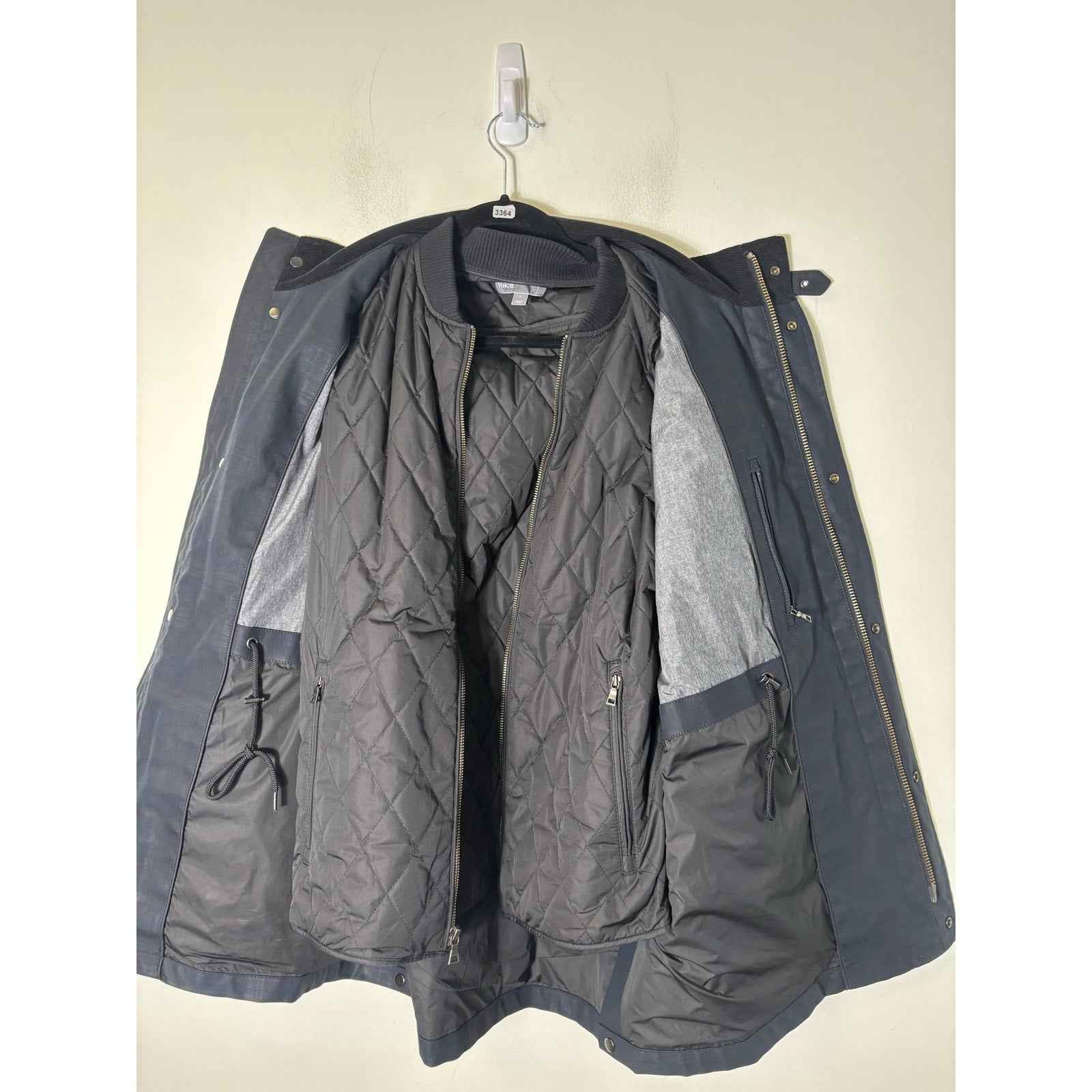 Men's Vince Double Layer Black Zip Up Cargo Jacket Sz L