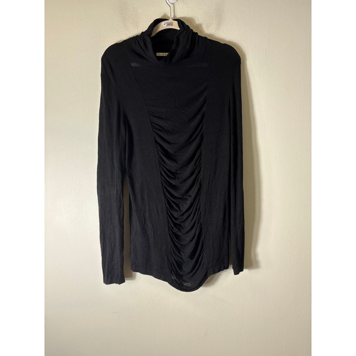 OST Black Front Gathered Turtleneck Sweater  Sz L