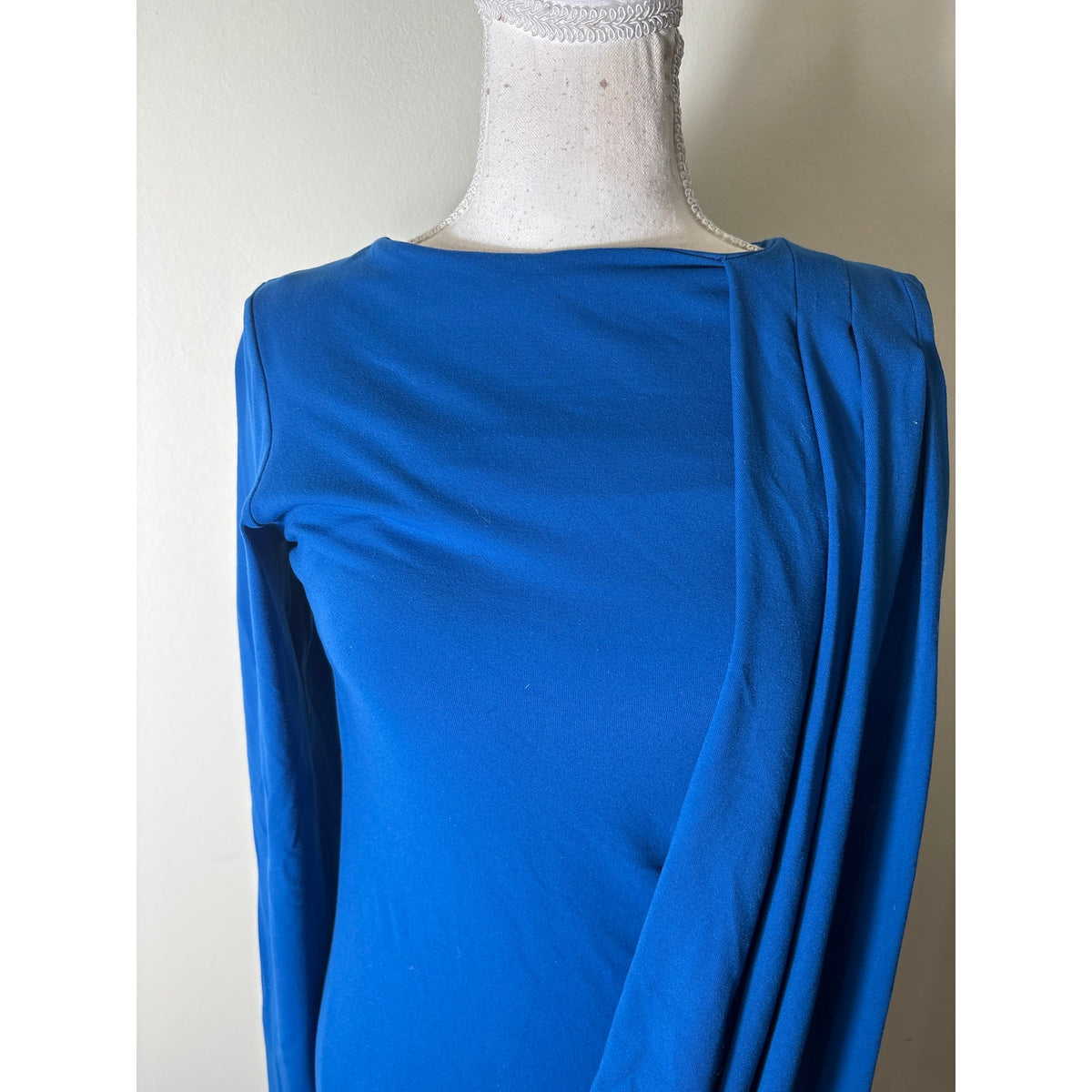 Susana Monaco Electric Blue Long Sleeve Faux Wrap Knee Length Dress Sz 6
