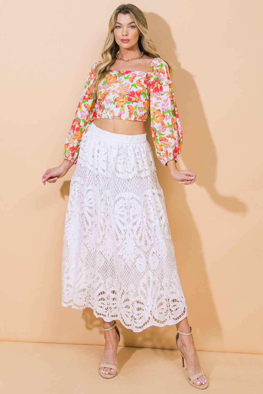 DREAMY NIGHTS WOVEN MIDI SKIRT