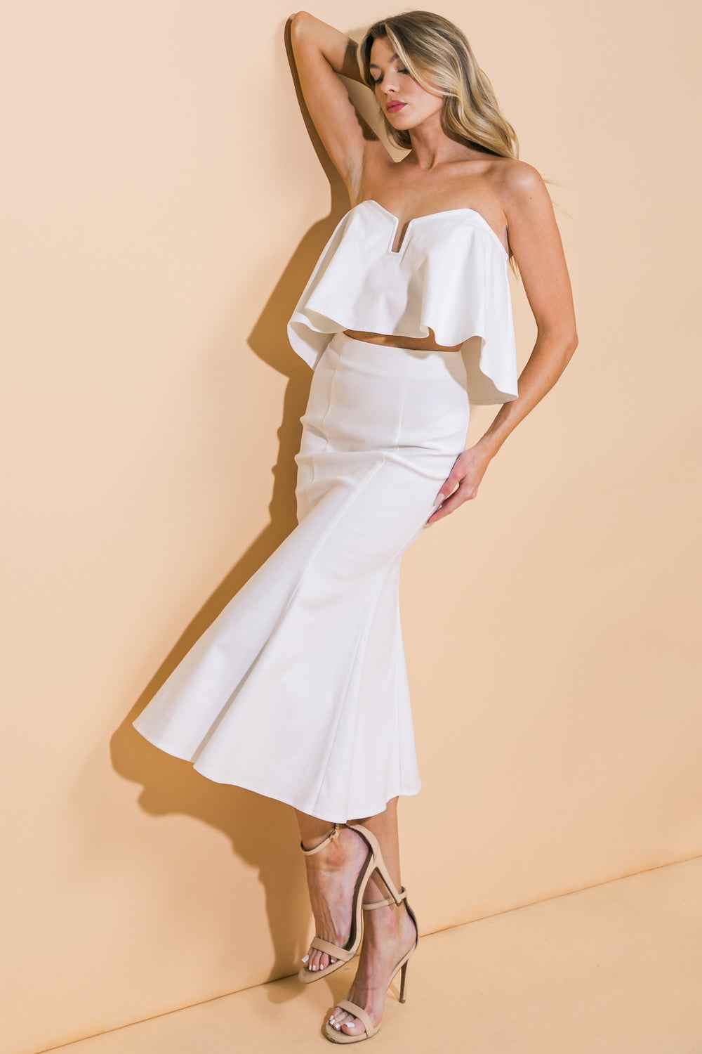 SUNSET STROLL WOVEN TWILL TOP AND SKIRT SET