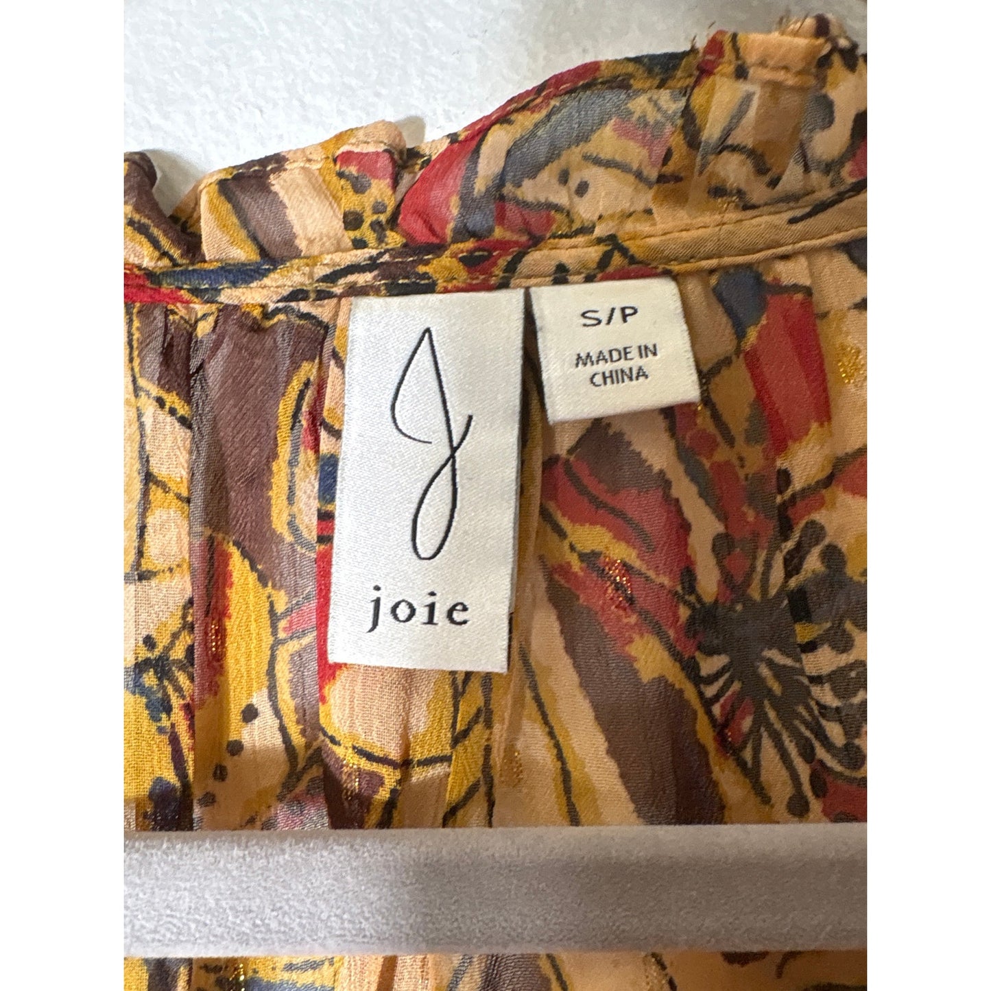 Joi Sheer Golden Long Sleeve Blouse Sz S