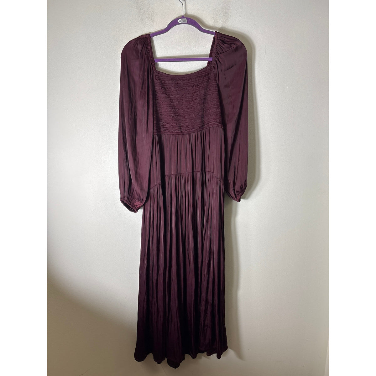 Z Supply Deep Plum Smocked Bodice Maxi Dress Sz S