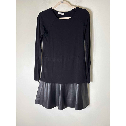 Bailey/44 Black Long Sleeve Mixed Media Knee Length Dress Sz M